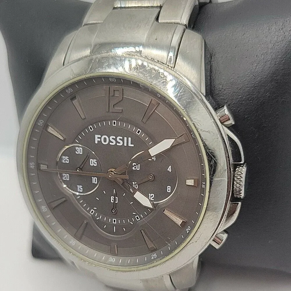 Fossil Grant FS4584 Men's Silver Stainless Steel Analog Dial Quartz Watch AM891